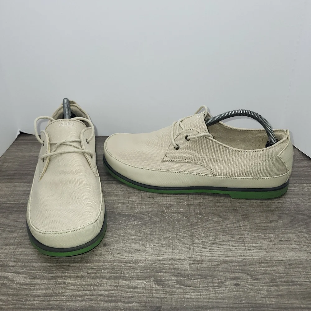 OLUKAI Honolulu Lace Mesh Casual Shoes Cream Comfort Oxfords Men's US 10